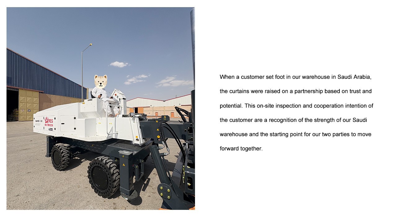 Saudi Arabian Customers Test Drive Concrete Laser Leveling Machine 2 Saudi Arabia warehouse