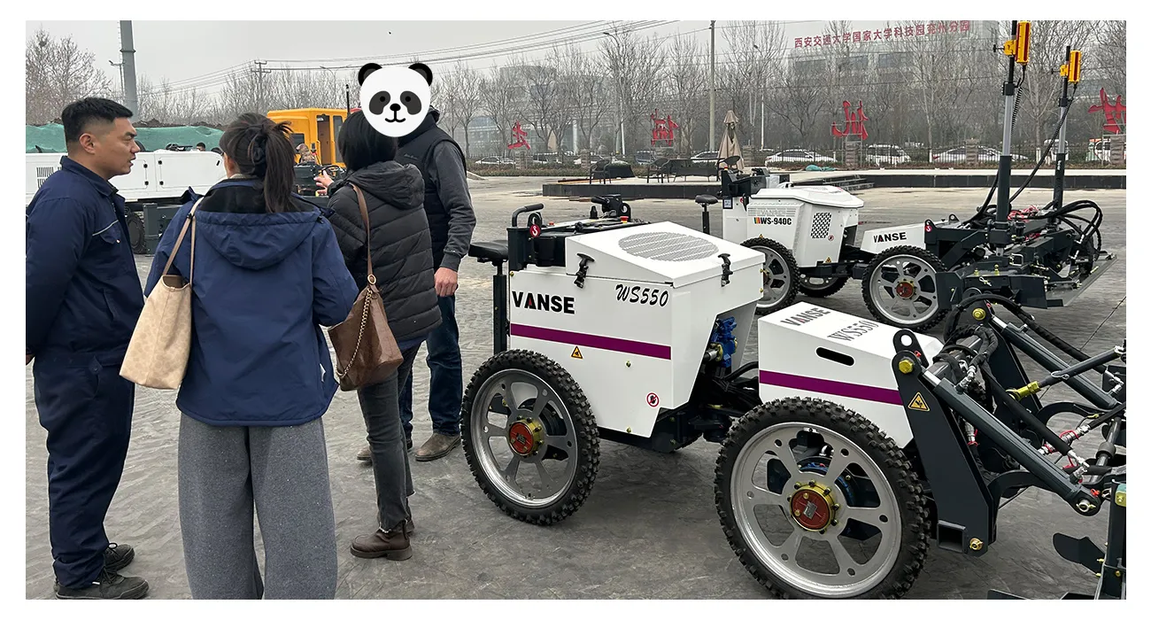 Azerbaijani Customers Visit Vanse Machinery 3 WS940C Ride-On Concrete Laser Leveling Machine(support 3D system construction)