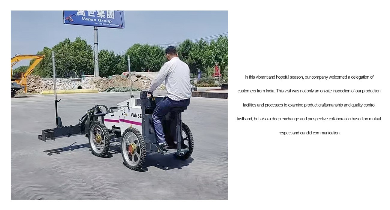 Indian Customers Visit Vanse Machinery 2 WS550 ride-on concrete laser leveling machine