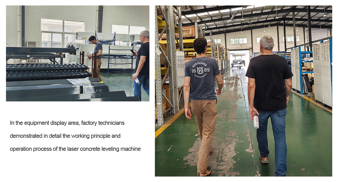 Chilean Customers Visit 3 concrete floor level machine with laser