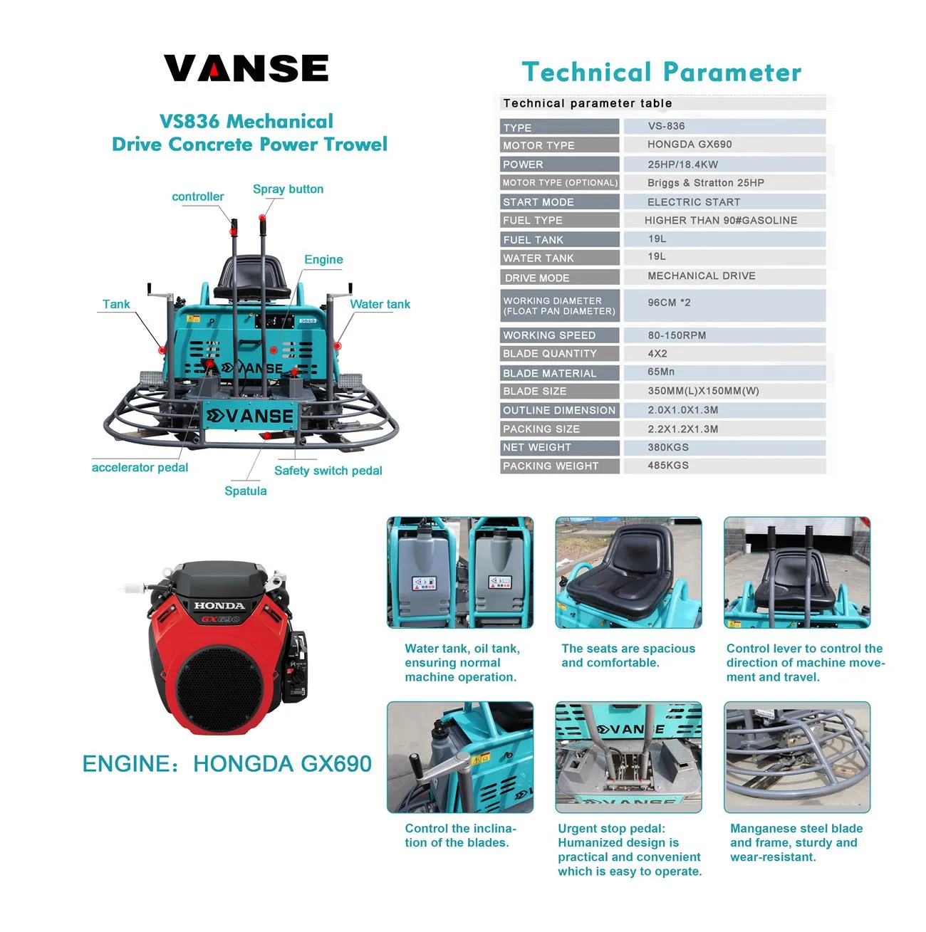VS-836 Technical parameter table -