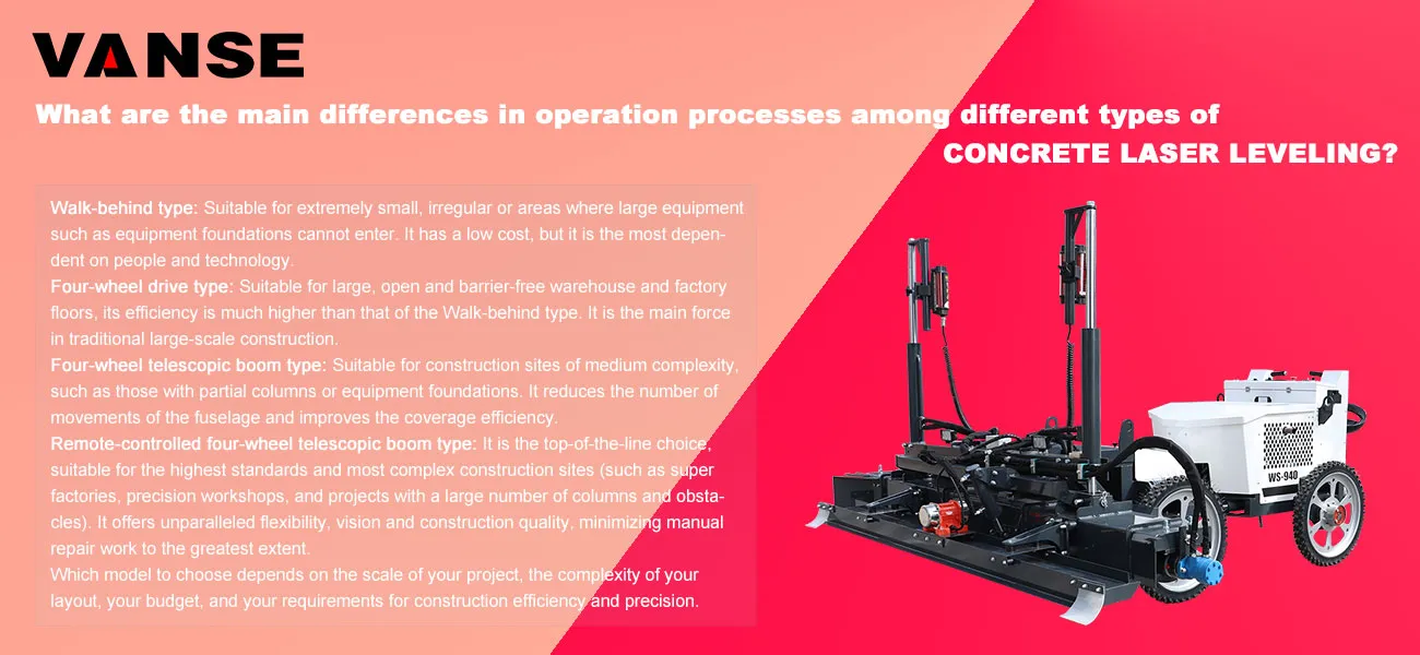What are the main differences in operation processes among different types of concrete laser leveling? 1 What are the main differences in operation processes among different types of concrete laser leveling