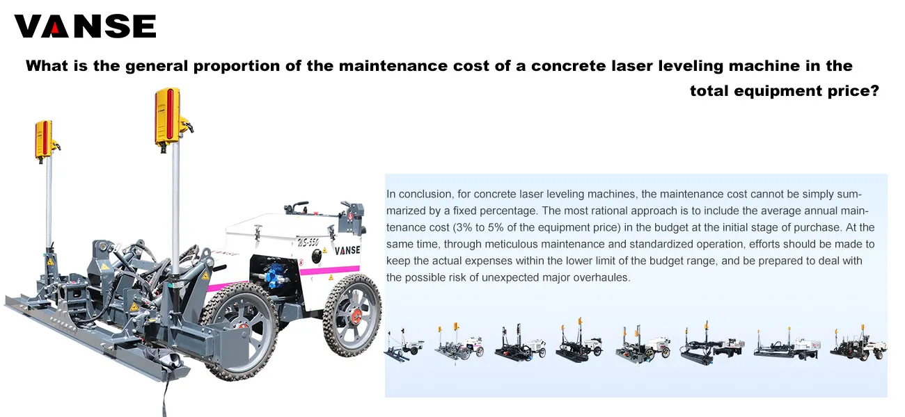 What is the general proportion of the maintenance cost of a concrete laser leveling machine in the total equipment price? 1 What is the general proportion of the maintenance cost of a concrete laser leveling machine in the total equipment price