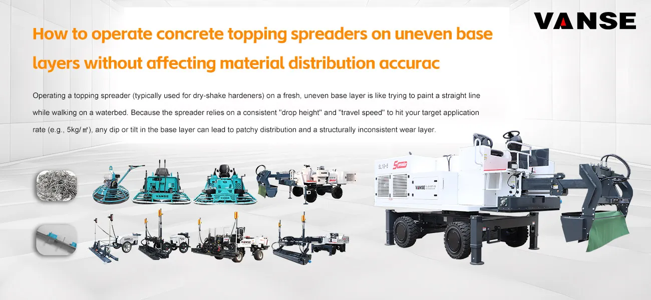 How to operate concrete topping spreaders on uneven base layers without affecting material distribution accurac 1 How to operate concrete topping spreaders on uneven base layers without affecting material distribution accurac